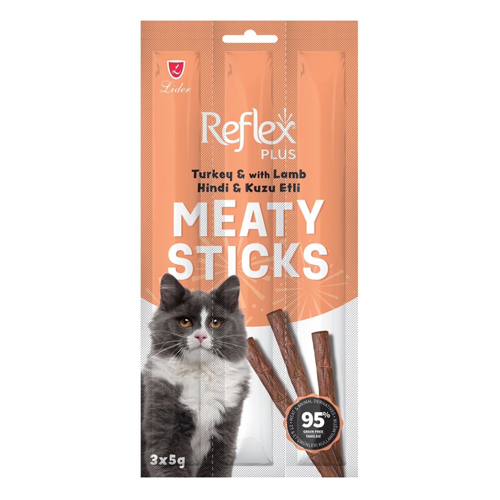 Reflex Hindi Kuzu Etli Çubuk Yetişkin Kedi Ödülü 3 x 5 G