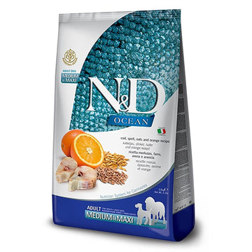 N&D Ocean Morina Balığı, Yulaf & Portakal Yetişkin Köpek Maması 12 Kg